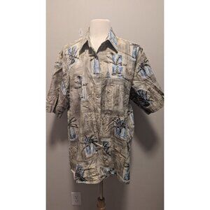 Batck Bay Palm Tree Button Down Shirt XL Hawaiian Tropical Beach Vacation Island